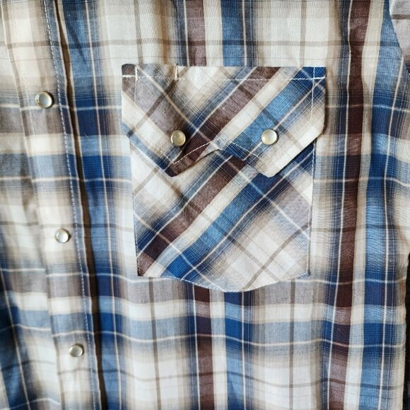 Plains Westernwear Multicolor Plaid Rodeo Cowboy Pearl Snap Shirt Size Small - Picture 4 of 12
